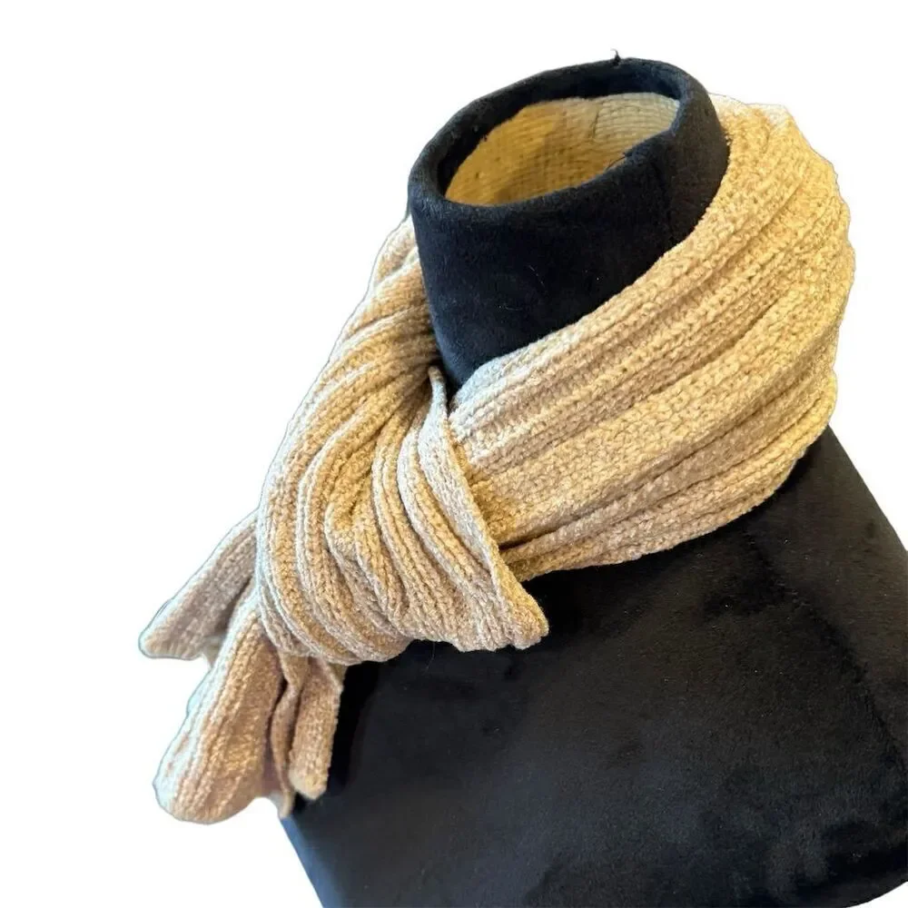 Eddie Bauer Beige Unisex Acrylic Beanie and Scarf Set One Size 2 Piece